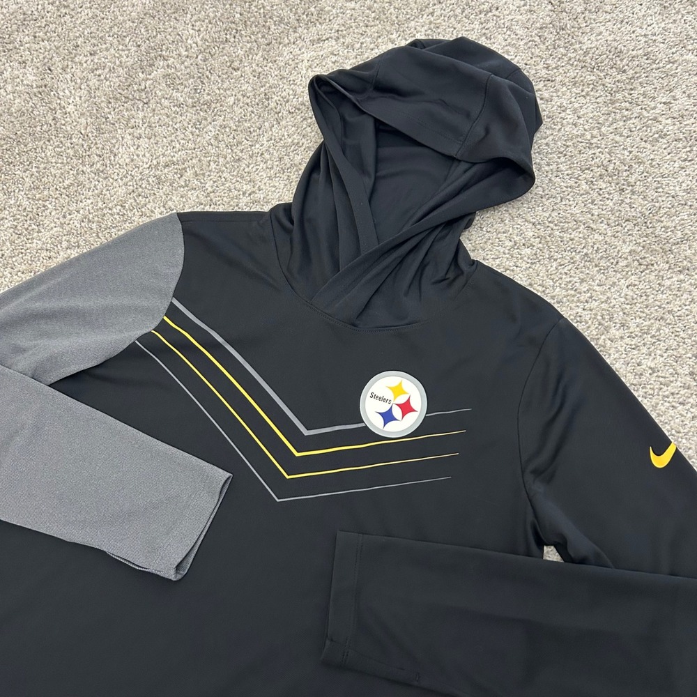 Nike Pittsburgh Steelers Performance Shirt Hoodie Size Medium Black Dri-FIT NFL